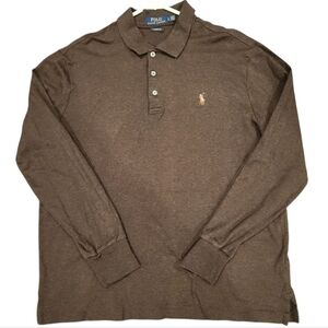 POLO RALPH LAUREN CLASSIC FIT BROWN COLLARD LONG SLEEVE SHIRT